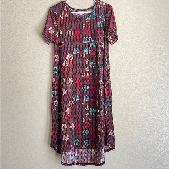 LuLaRoe Dresses & Skirts - Lularoe Red and Blue Flower‎ Dress Size Small
